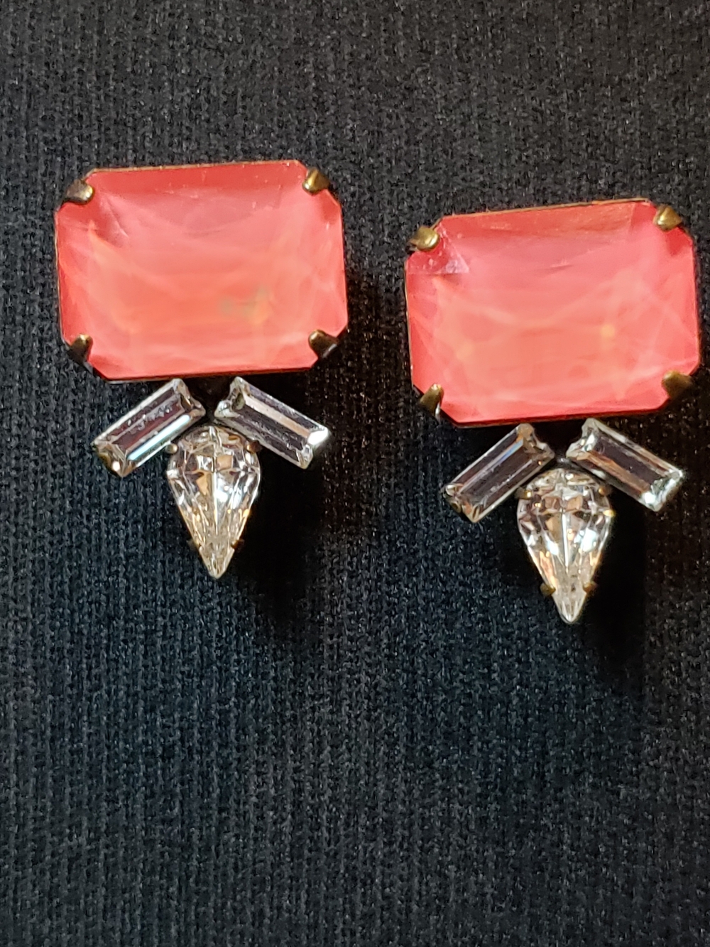 Coral  Crystal Stud Earrings